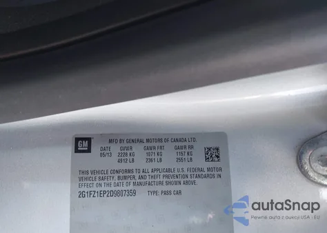 2013 Chevrolet Camaro Zl1 from USA, damaged, VIN 2G1FZ1EP2D9807359